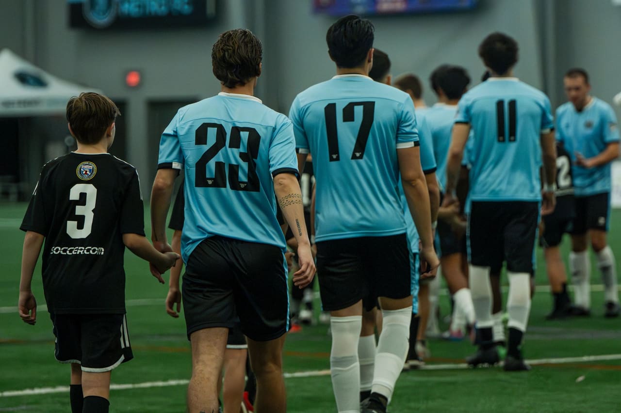 Detroit Metro FC players walking out at Legacy Center