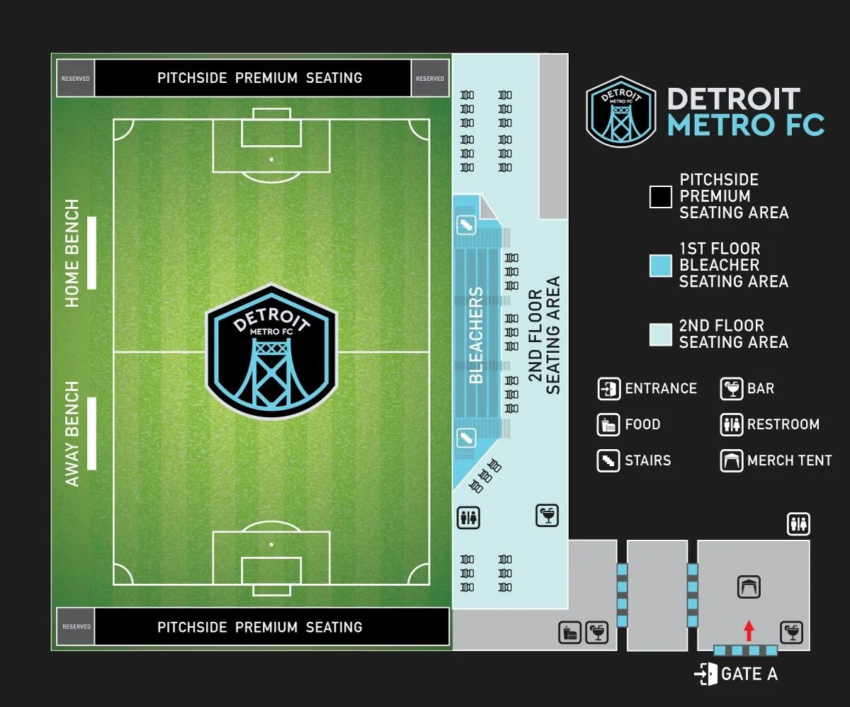 Detroit Metro FC seating chart at Legacy Center